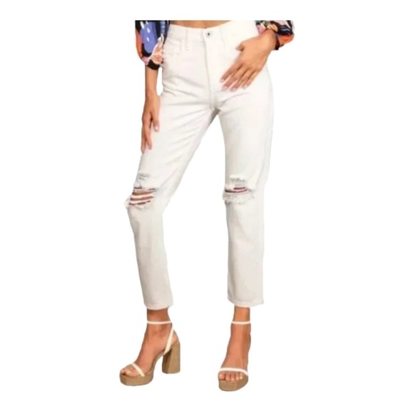 Afrm Luisa Distressed Ripped High Rise Ankle Crop Skinny Jeans Size 26 - Picture 1 of 4